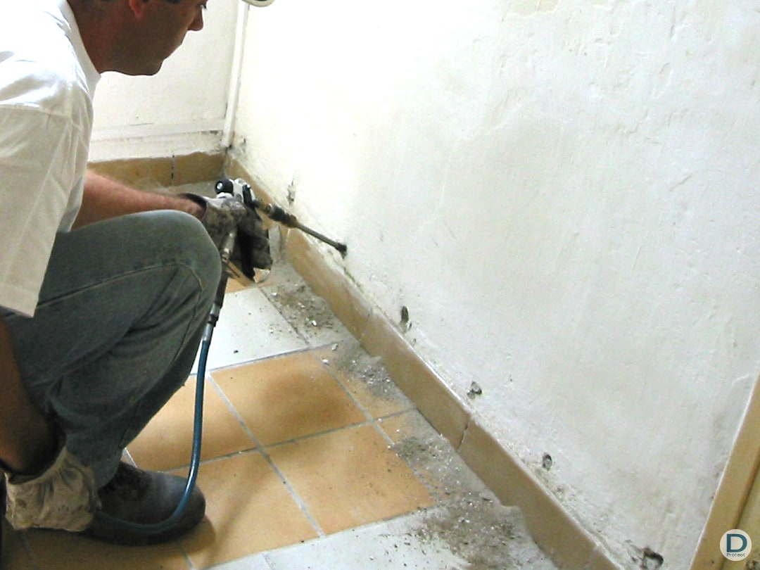 entreprise traitement humidité ascensionnelle injection mur pièce intérieur liège brabant wallon